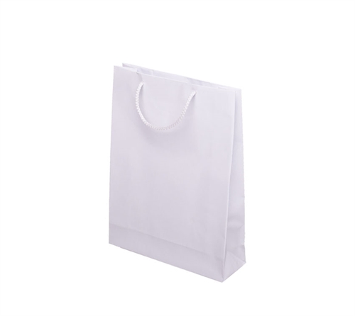 Hvid laminatpose med hank. 170 gr./m2